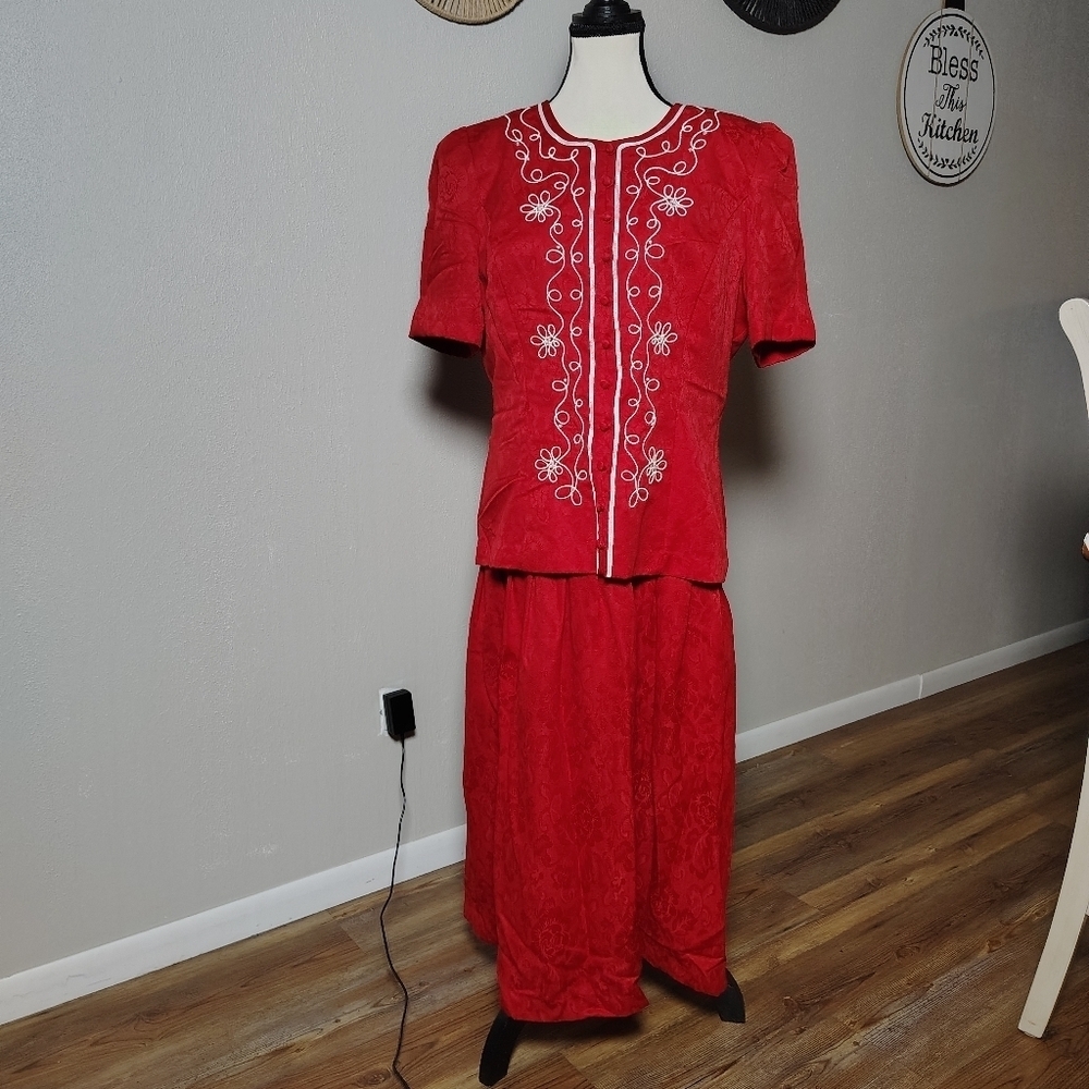 Vintage M.H.M Embroidered Women's Skirt Dress Size 10